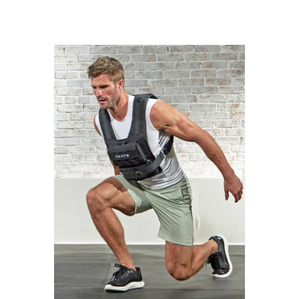 Centr Weighted Vest Unisex 20lb Black Adjustable Fitness Training Vest
